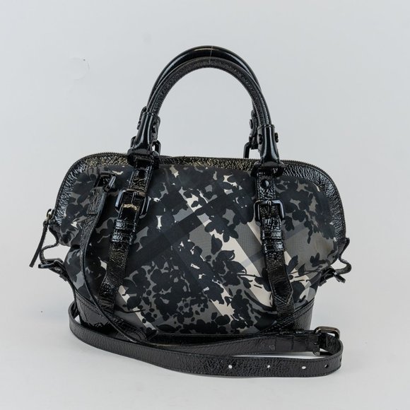Burberry Black & White Floral Nova Check Bag - Picture 3 of 8